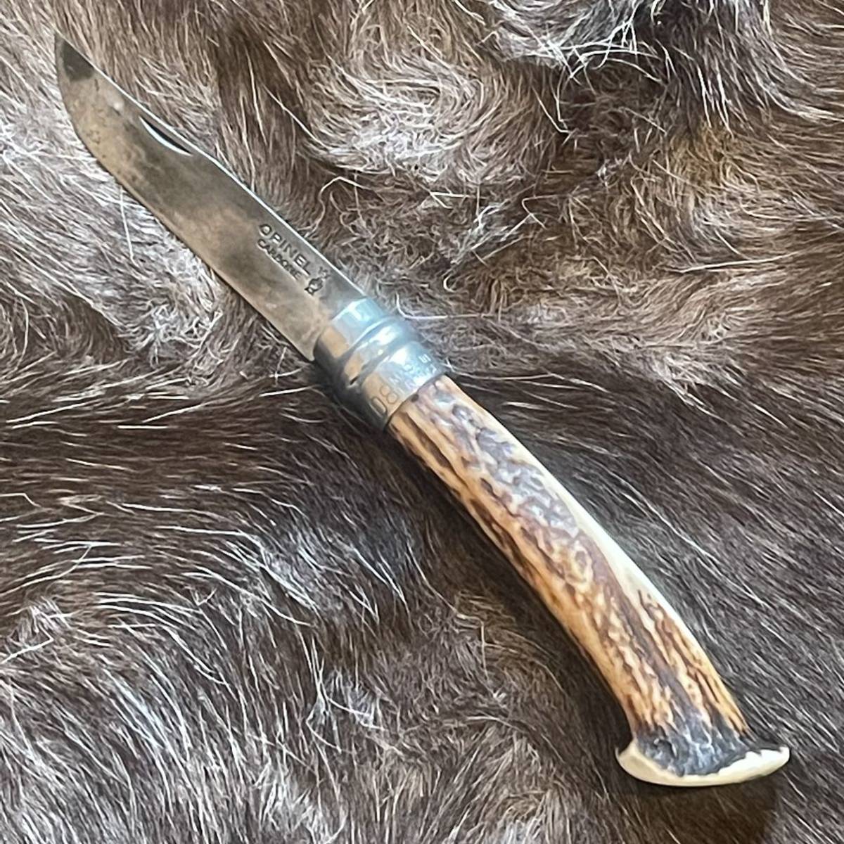 オピネル OPINEL カスタム NO8 ステンレス ナイフ 鹿 クラウン スタッグ 角 フランス コイン アウトドア キャンプ オピネル  OPINEL ステンレス ステンレス刃 Y-36オピネルNo.8-カスタム鹿角グリップ 通販