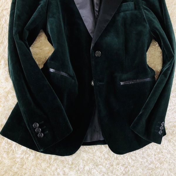 ザラ『溢れる高級感』ZARA テーラードジャケット ベロア グリーン 