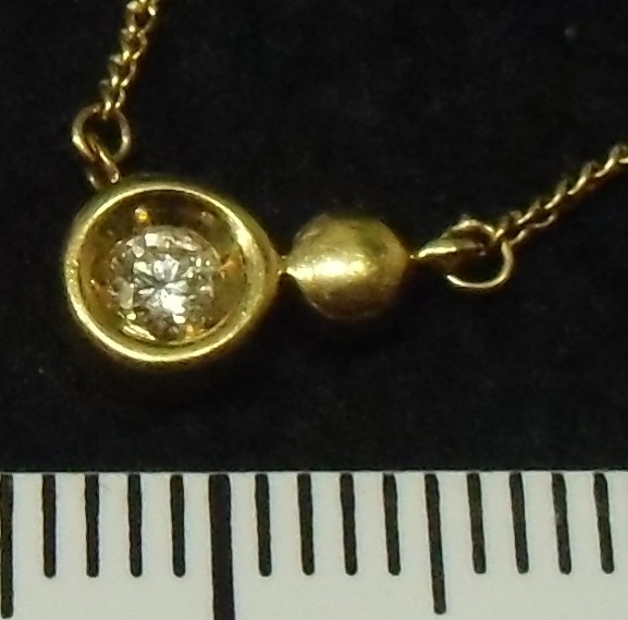 ダイヤ　0.08ct 41cm k18 大網てんとう虫　L12-985-5
