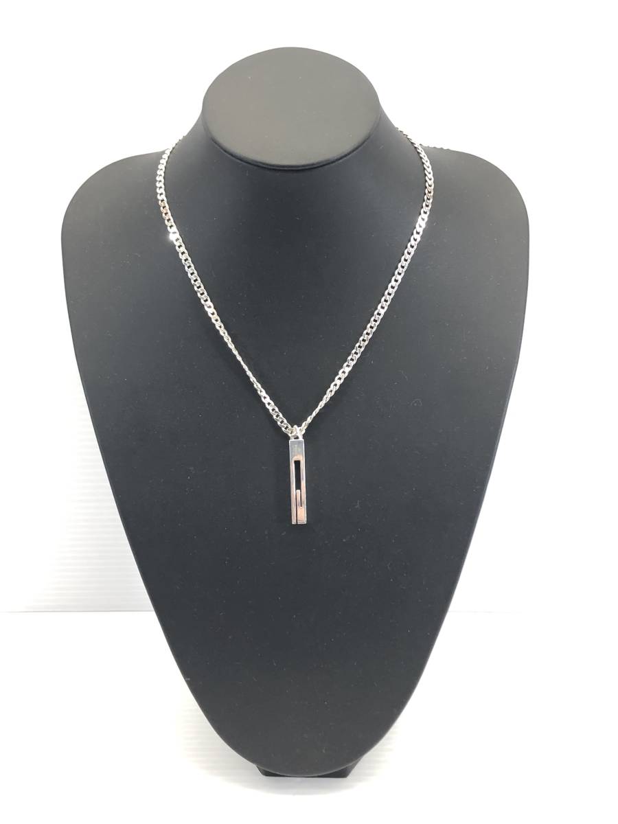 □GUCCI グッチ Gプレートネックレス Ag925 シルバー Sv925 48cm メンズ□