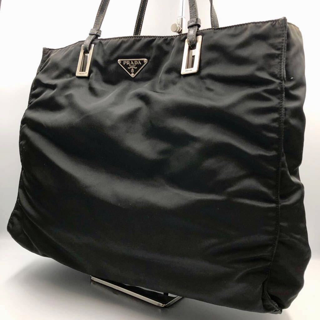 1円 PRADA プラダ ハンドバッグ トートバッグ 三角プレート 三角ロゴ 
