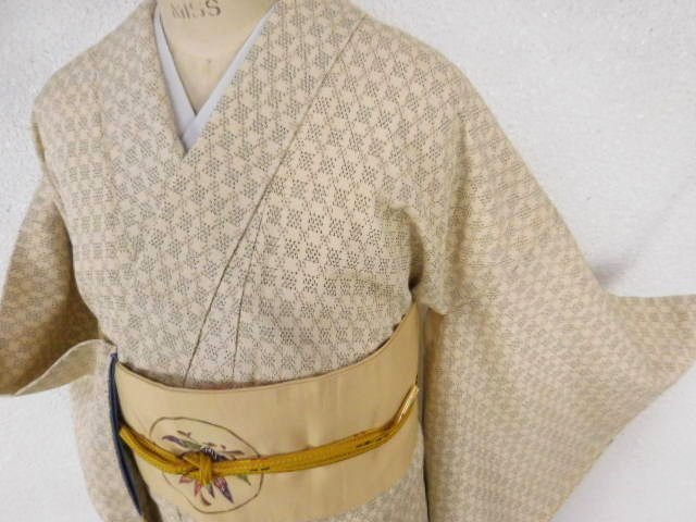 1083□ 春のシャリ感が魅力 蚊絣 塩沢紬 □ひまわり | 本塩沢・