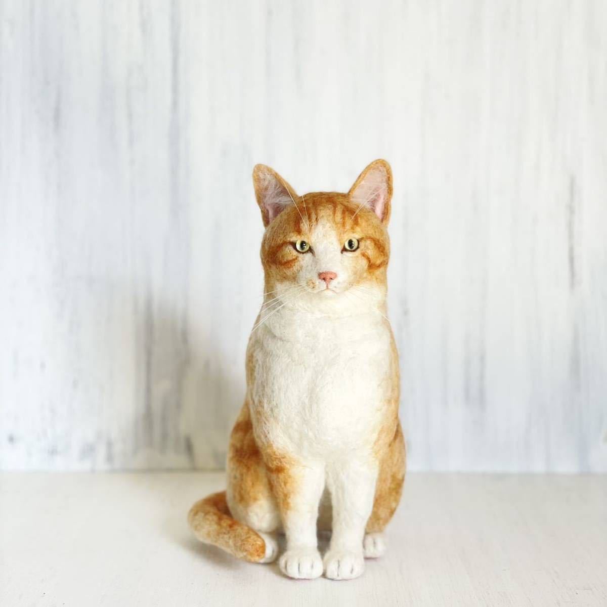 羊毛フェルト 猫 ハンドメイド 羊毛フェルト 猫 ハンドメイド 三毛猫