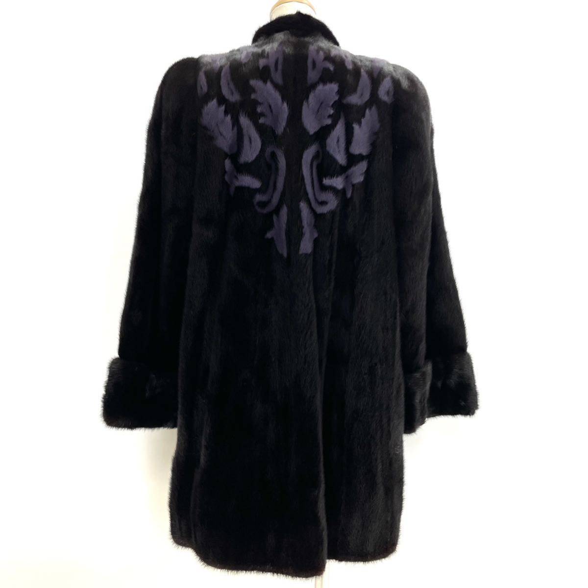 ブラッククロスミンクパッチワーク7部コート ブラッククロスミンクパッチワーク7部コート ブラック クロスミンク