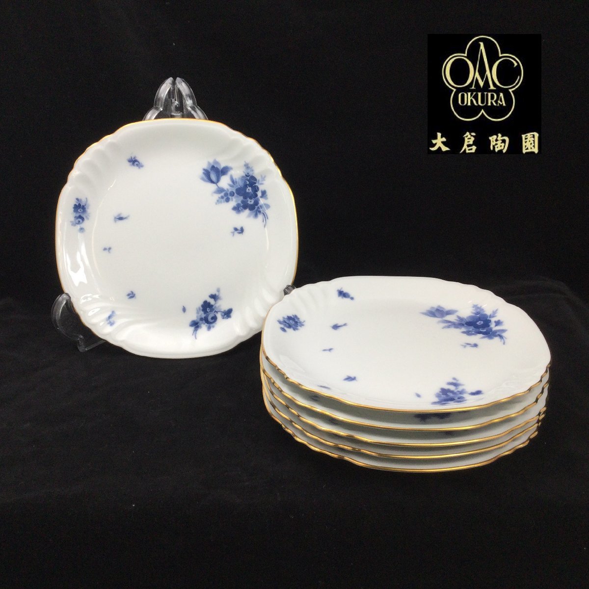 1102 大倉陶園 Okura janet-line ジャネットライン 18cm スープ皿 6客