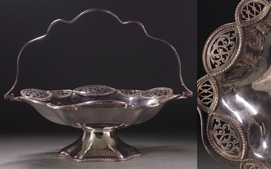 ∇花∇西洋シルバーウェア ゴージャスなシルバーコンポート 銀地透彫菓子器 612g ◇9