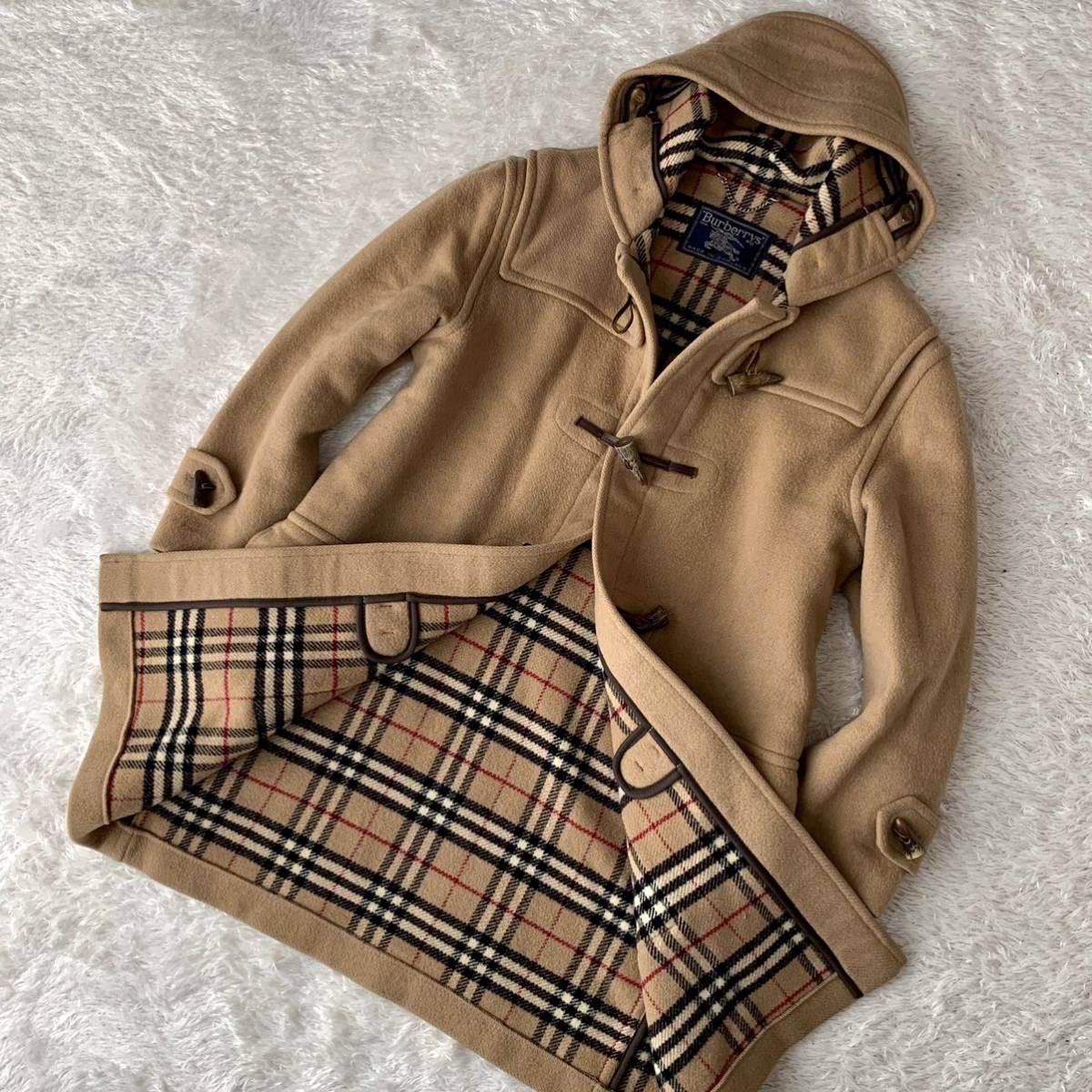 15万超 最高級 キャメルベージュ バーバリー ダッフルコート 英国製 Ｌ ノバチェック BURBERRY スペシャリティダッフル アウター ブルゾン