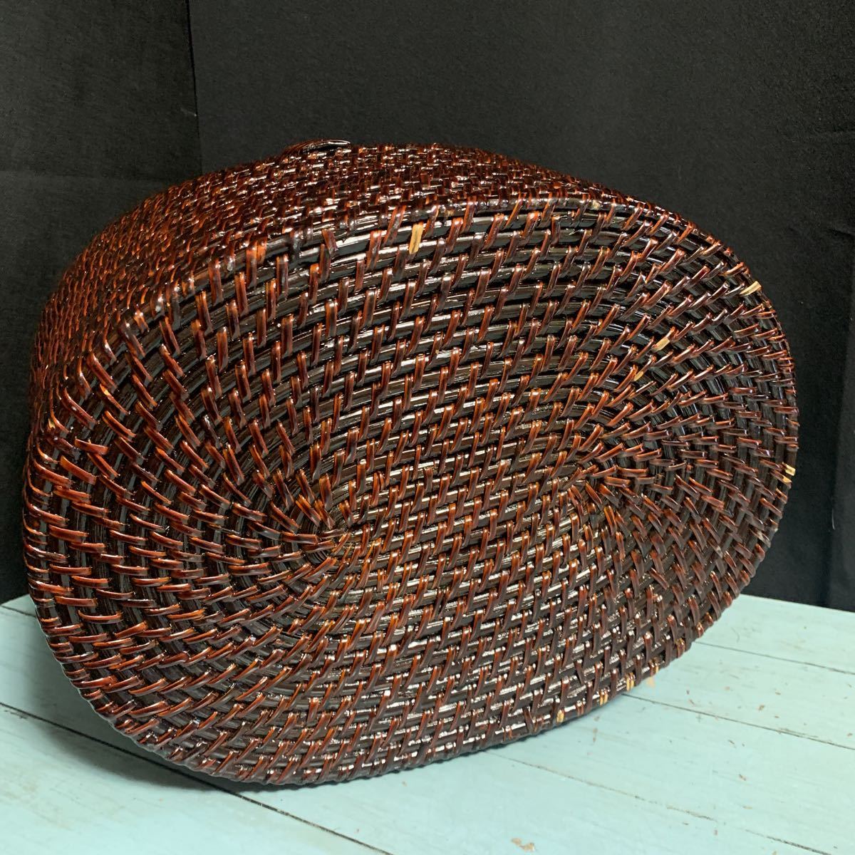 美品 久留米 籃胎漆器 九籃 手付 花器 花籠 伝統工芸品 竹細工 らん