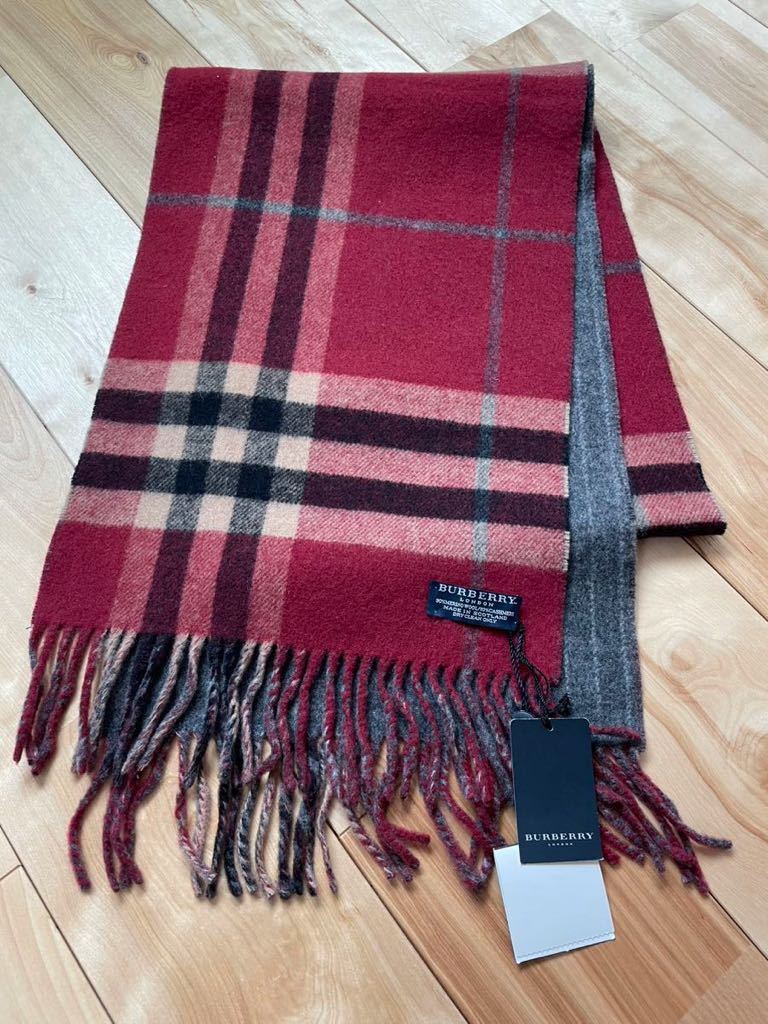 未使用タグ付き　バーバリー　マフラー　リバーシブル　メリノウール　カシミヤ　ストール　BURBERRY