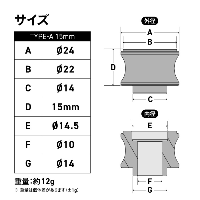 モトラインパーツ キャリパー オフセットカラー TYPE-A 15mm 4本セット