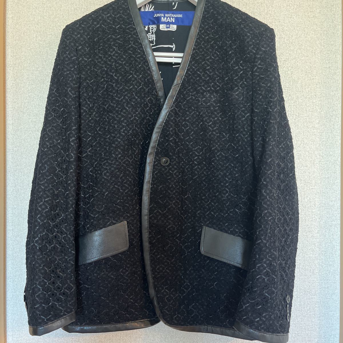 JUNYA WATANABE MAN 23SS ノーカラージャケット　バスキア XS ジュンヤ　レーヨンナイロンラッセルレース