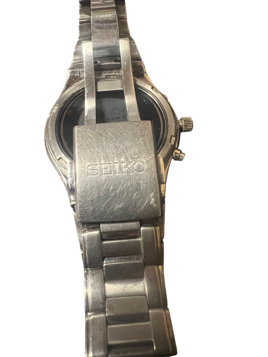 Y-626【SEIKO 7B22-0AD0/電波ソーラー/チタン/デイト/シルバー/メンズ