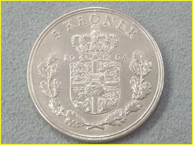 デンマーク 5クローネ 硬貨/1964年 5 KRONER 旧硬貨/コイン