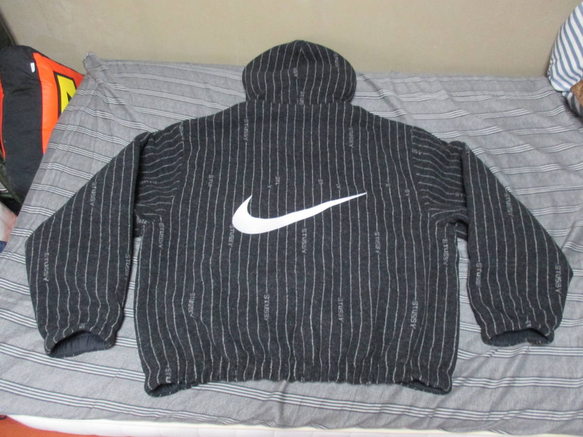 1回短時間着用・送料700円】NIKE × Stussy STRIPE WOOL JACKET BLACK 