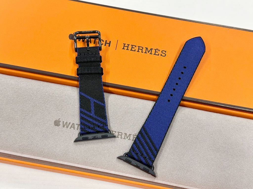 ☆未使用 即決 レア Apple Watch Hermes 41mm 40mm ジャンピング 黒/ブルー サフィール シンプルトゥール アップルウォッチ エルメス 521