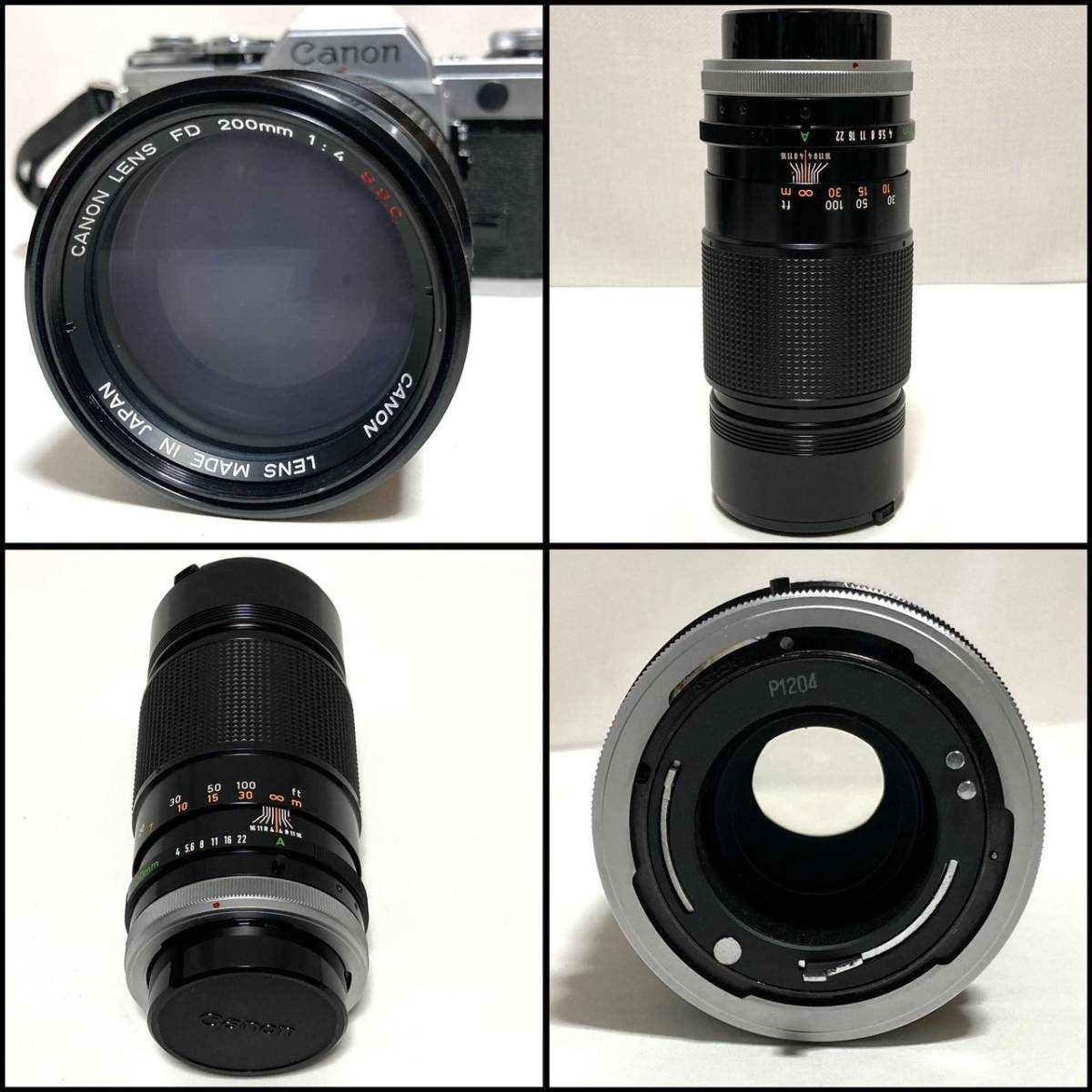 中古CanonキャノンAE-1レンズFD50mmF1.4セット200mmF4良好135mmF2.8箱