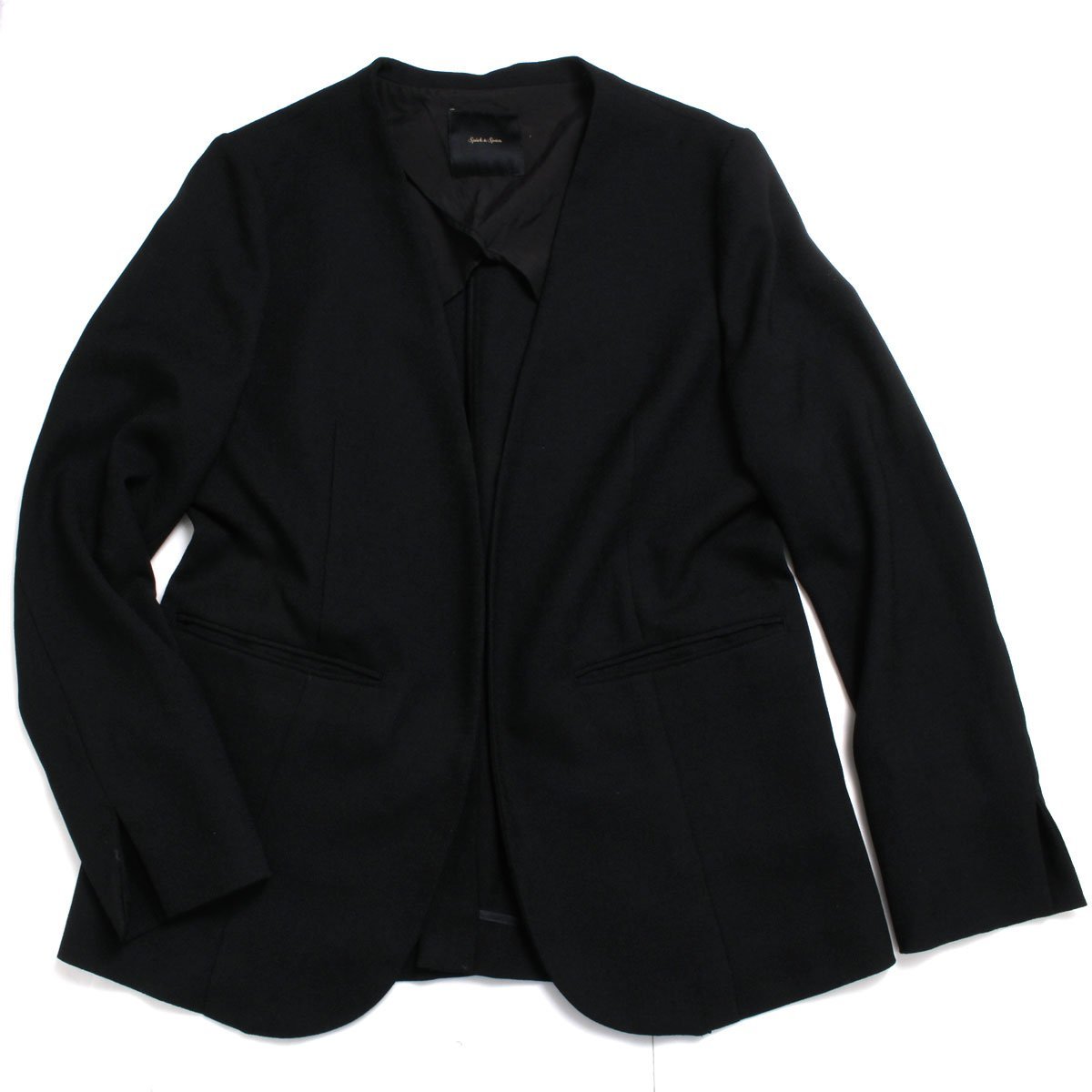  Spick & Span リネンライク カラーレスジャケット size38 定価19 800円 ブラック 20010200202010 スピックアンドスパン ノーカラー(テーラードジャケット、ブレザー)｜売買されたオークション情報、 ジャケット、上着