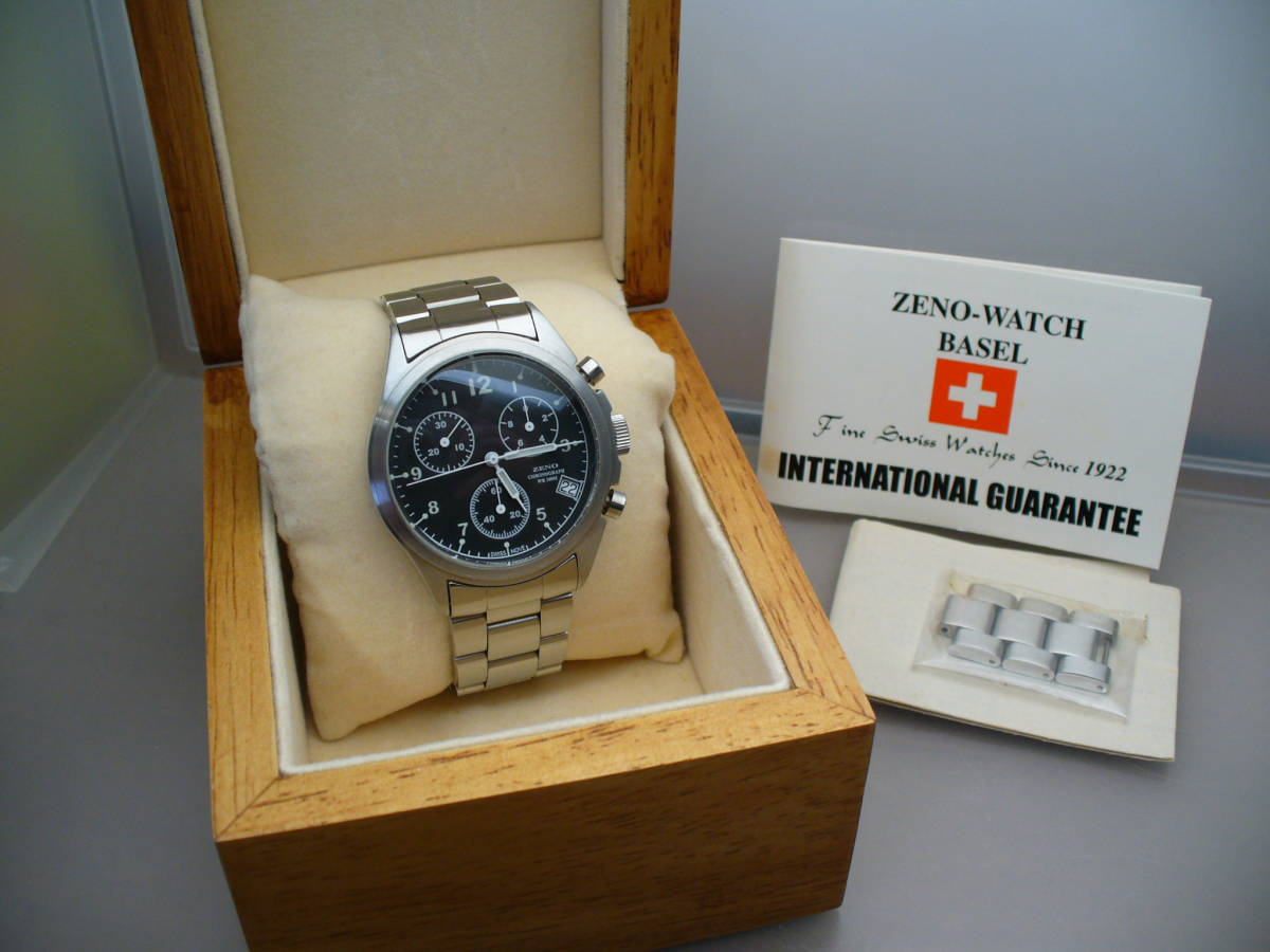 人気，品質保証 最終価格 ZENO-WATCH BASEL クロノグラフ REF.924 WR100M カレンダー付 クオーツ(ゼノ)｜売買されたオークション情報、yahooの商品情報をアーカイブ公開 - オークファン ゼノ