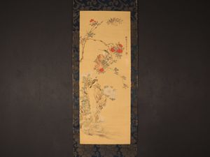 渡邉崋山 相模川沙灘漁之図 複製画 共箱保存箱在 天保2年9月制作品