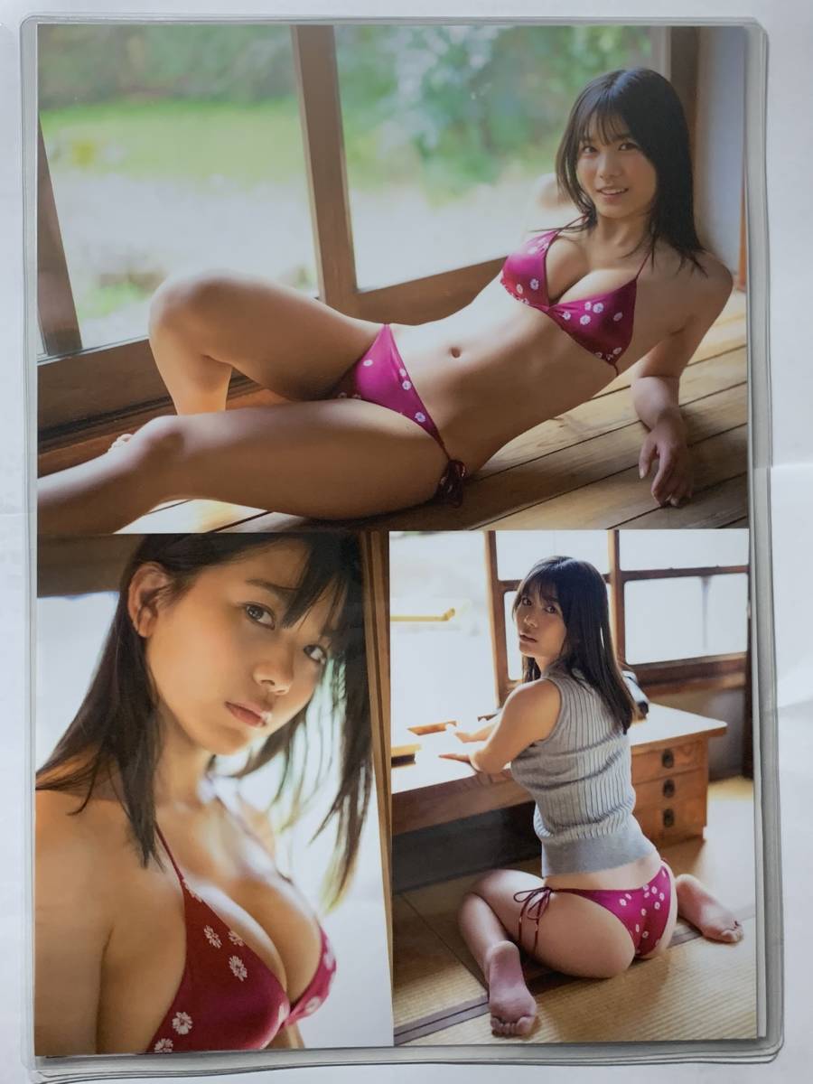 厚手ラミネート加工】朝日ななみ 水着 A4雑誌切り抜き 10ページ