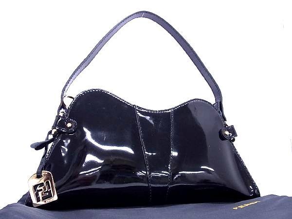 1円 FENDI フェンディ パテントレザー ワンハンドル ハンドバッグ