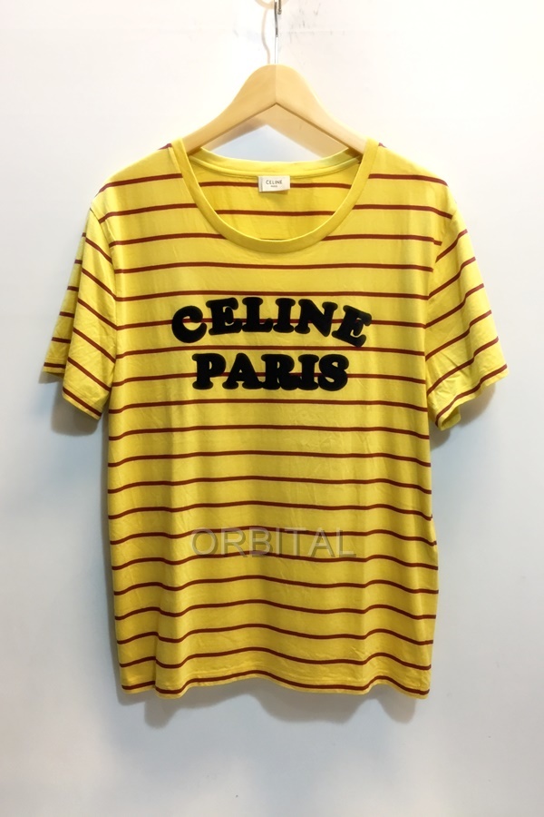 セリーヌ ロゴボーダーTシャツ 出品CELINE ロゴ ボーダー Tシャツ M