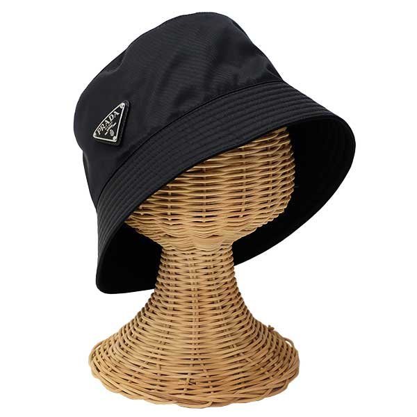 【送料無料】【本物】人気★PRADA★プラダ★バケットハット★リサイクルナイロン★ブラック★メンズ★レディース★帽子★M★シンプル★黒★