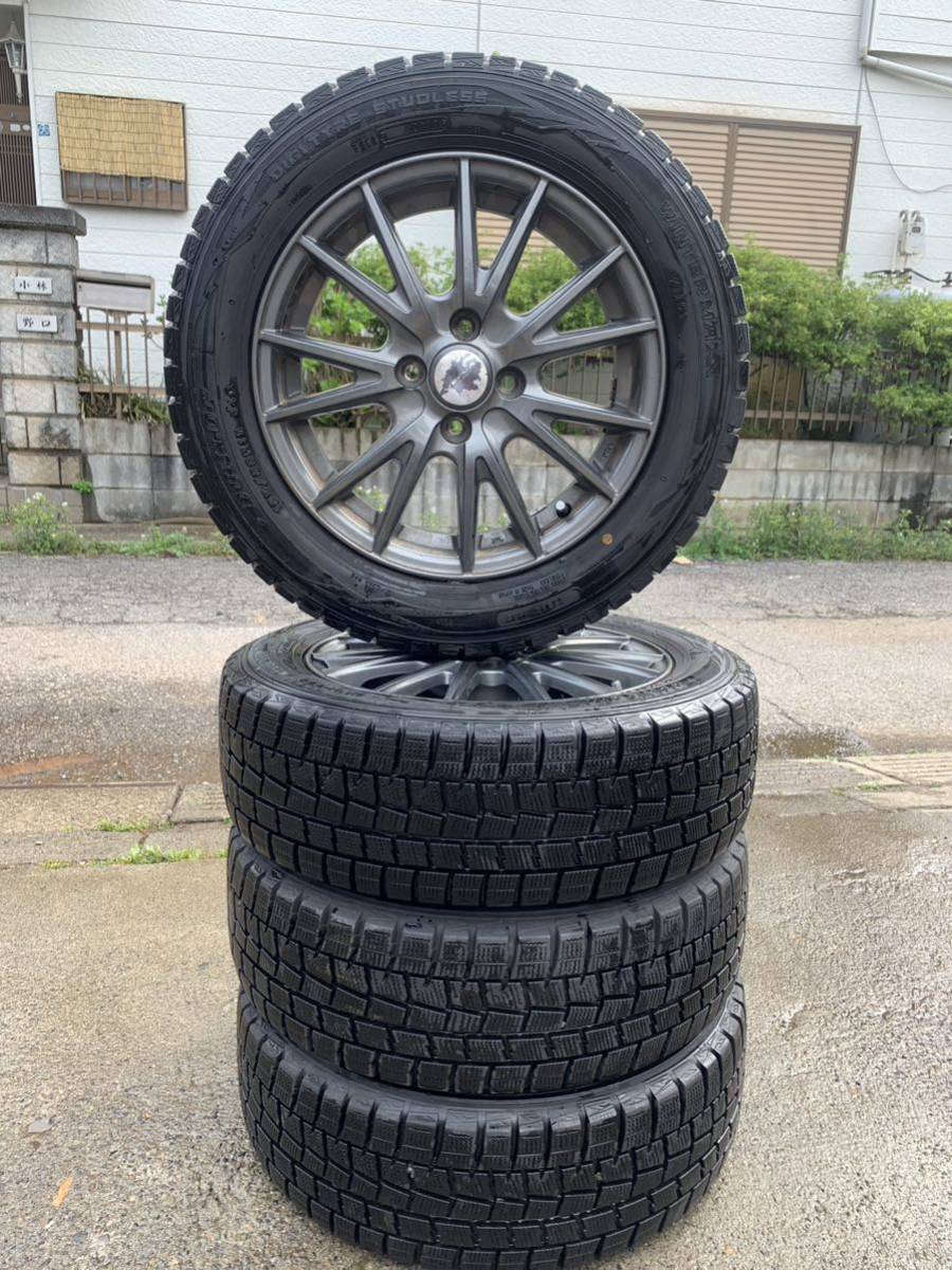 VELVA KEVIN アルミホイール 4ホール スタッドレスタイヤ 4本セット BRIDGESTONE BLIZZAK VRX 2020年製 185/60R15 適合等