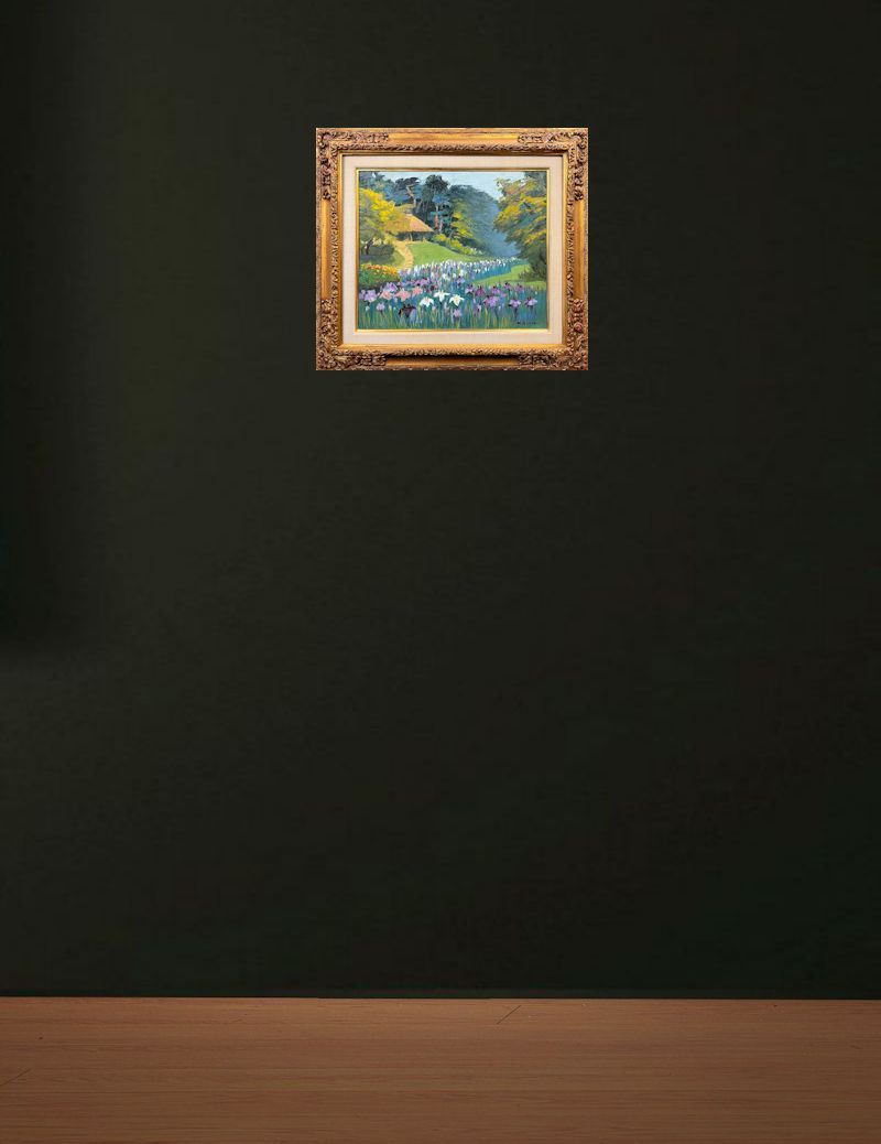 FCP】 真作保証 佐々木真夫 油彩画8号 「花菖蒲」 示現委員 日本山林