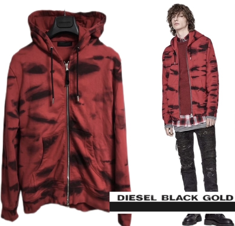 定価53，900円DIESELBLACKGOLDディーゼルブラックゴールドFAIDAI.裏毛スウェットタイダイ染めダブルZIPフーデットパーカーjogg