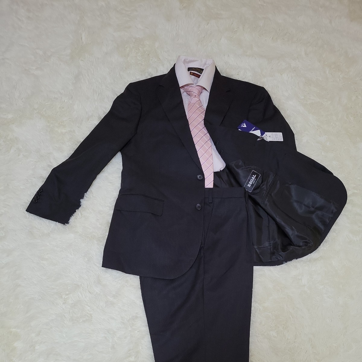 1円スタート　未使用品REGAL リーガル　セットアップスーツ希少XL相当おおきめ　ツーパンツスーツ　ブラック　