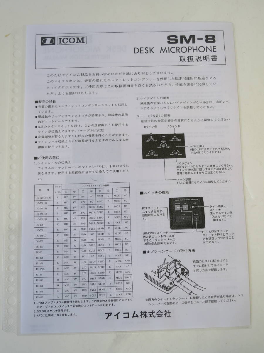 SM-8 Icom ICOM Microphone Desk | 0 eBay Sm – ATR アイコム