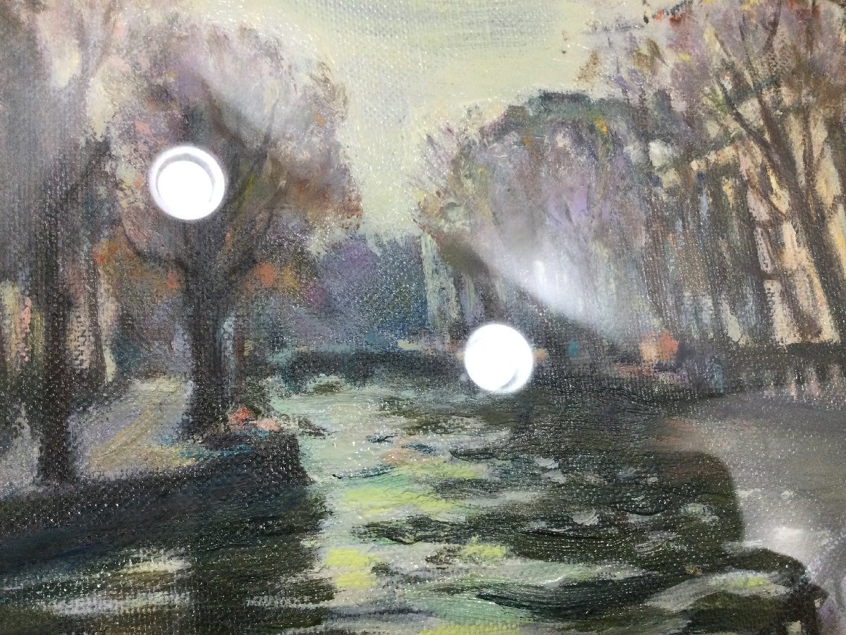 絵 油絵 運河 アムステルダム オランダ街 川沿いの風景 絵画 油彩画