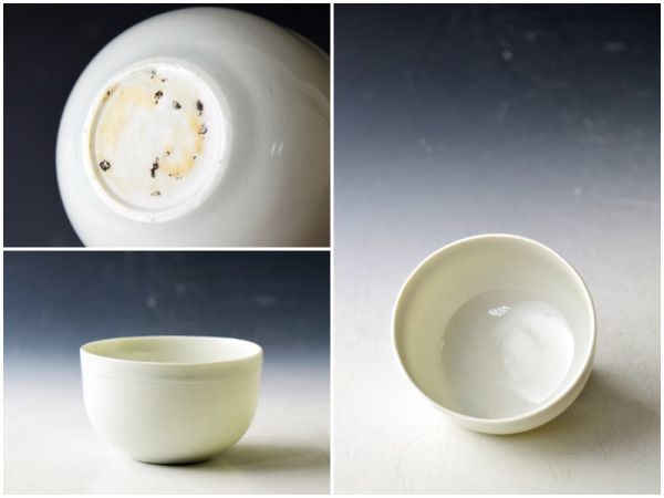 B1757 中国 定窯 白磁 薄手 煎茶 杯 茶器 茶道具 時代物 茶器セット