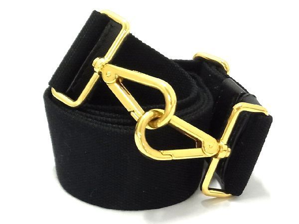 PRADA ショルダーストラップ ブラック ゴールド金具 □美品□ PRADA プラダ キャンバス ゴールド金具 バッグ用 ショルダー