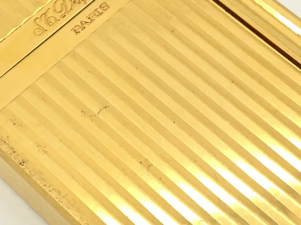ガスライター ライン2 □デュポン ■デュポン ライン2 ガスライター ゴールド 火花有 箱付き 中古【sw0303334】