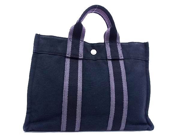 1円 HERMES エルメス フールトゥPM キャンバス シルバー金具 