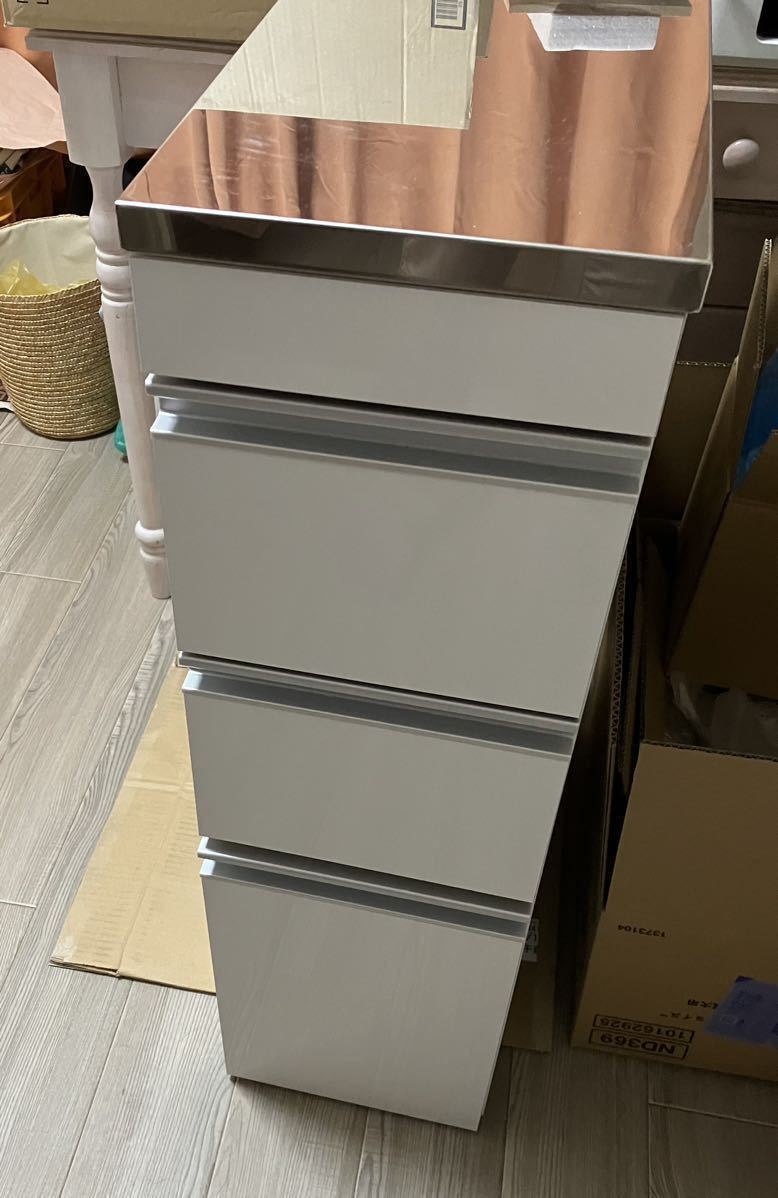 スリムキッチンカウンター日本製　引き出し　3段　幅25cm ＊美品です