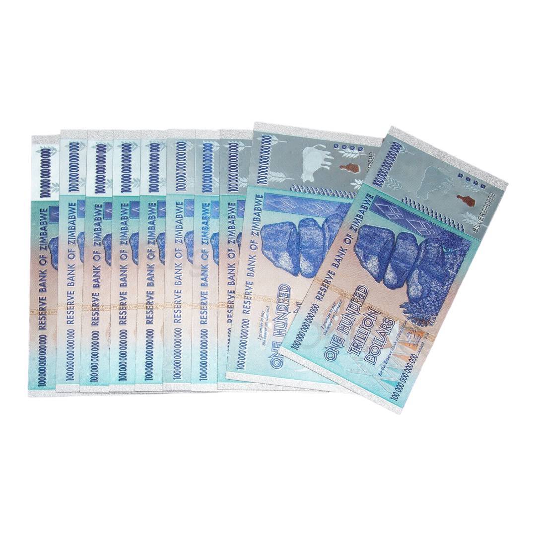 鑑定書付き・ジンバブエ100】貴重 100兆 ジンバブエドル紙幣 新品未