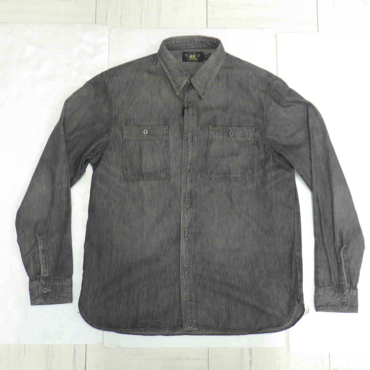 RRL ブラックインディゴシャツ Lサイズ 長袖 ワークシャツ デニムシャツ Double RL