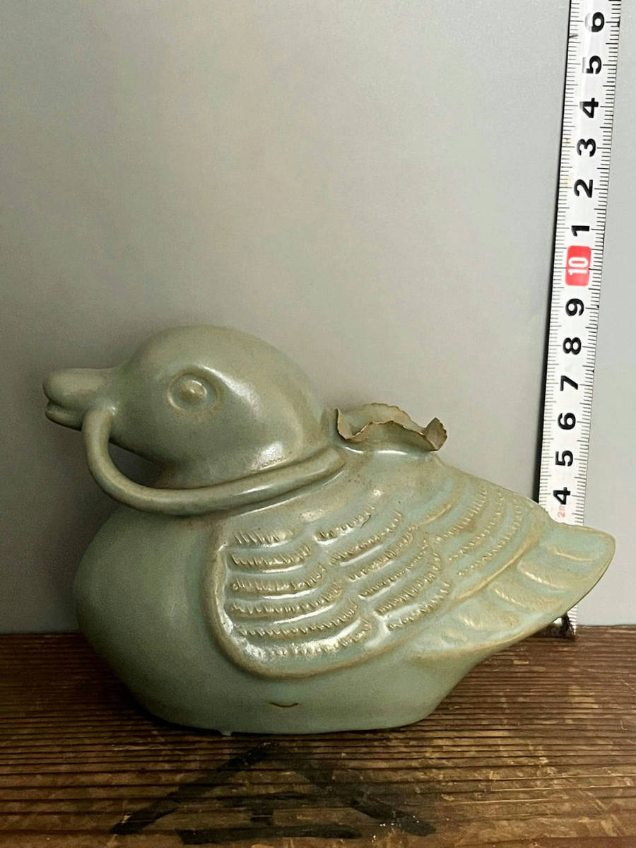 高麗 – 燦禾 SANKA 李朝 青磁鳥形水滴 T4389朝鮮古美術 朝鮮古陶磁