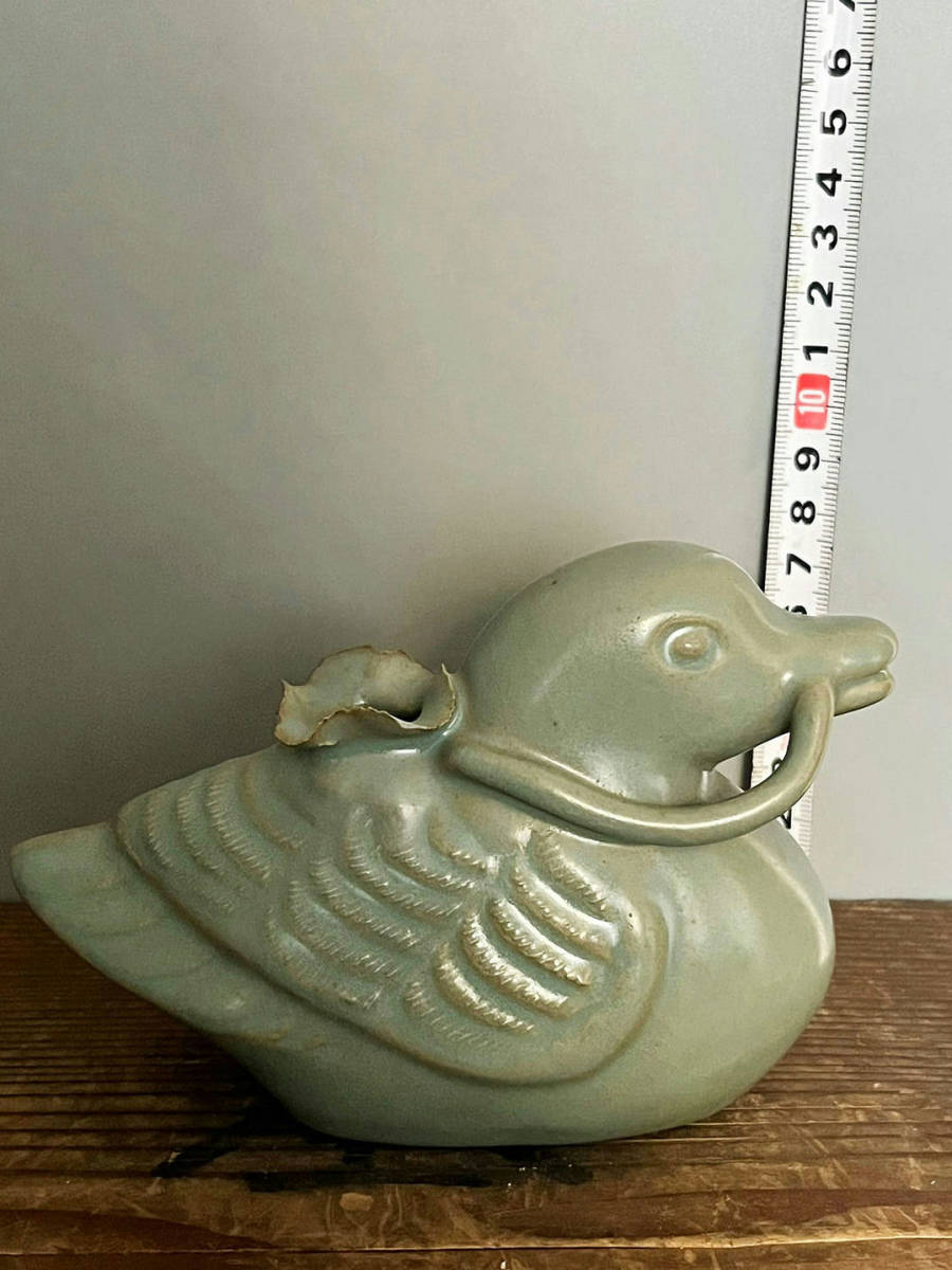 高麗 – 燦禾 SANKA 李朝 青磁鳥形水滴 T4389朝鮮古美術 朝鮮古陶磁