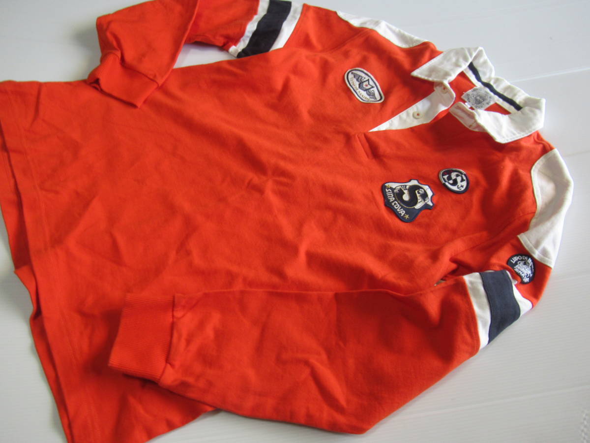 SINA COVAシナコバ ロゴ刺繍ラガーシャツオレンジL 日本製SINACOVA