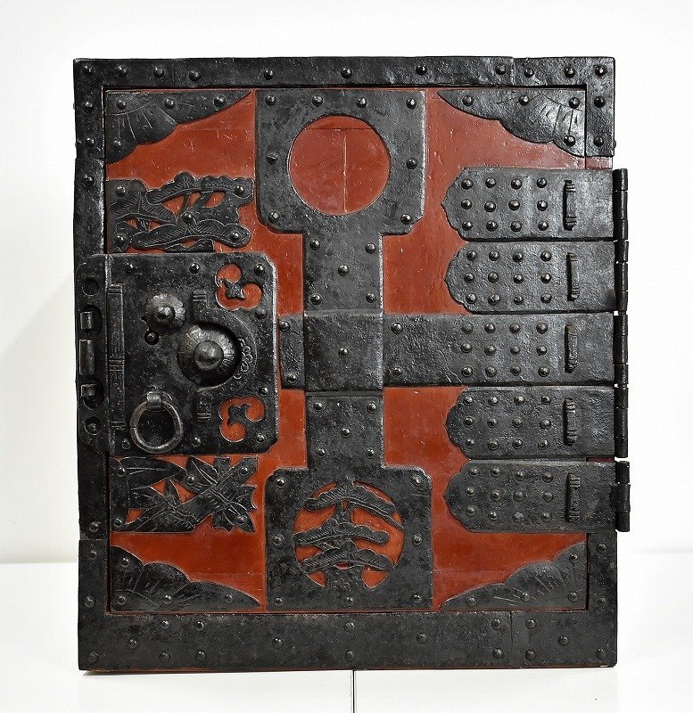 竜M989◇時代物 船箪笥 舟箪笥 鉄金具装飾 約16.5kg 船金庫 小箪笥