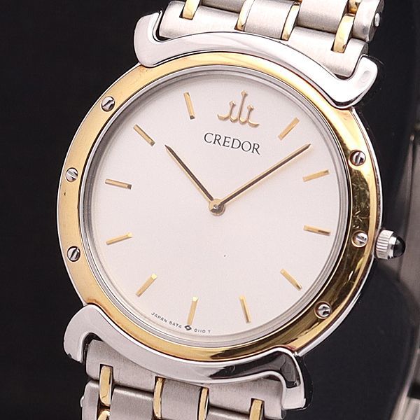 人気SALE，定番人気 1円 稼働 良品 セイコー QZ 5A74-0050 クレドール SS&times;18KT BEZEL ラウンド シルバー文字盤 メンズ腕時計 XYZ 9622100YSD(クレドール)｜売買されたオークション情報、yahooの商品情報をアーカイブ公開 クレドール