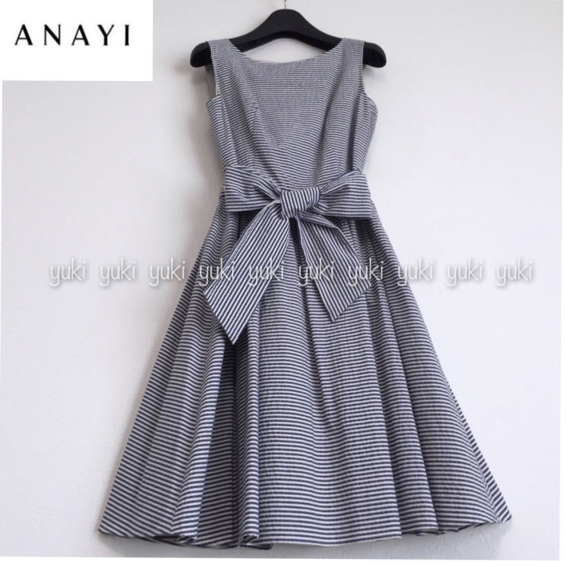 ANAYI ワンピース 38 サッカー生地 ANAYI サッカーストレッチサイド