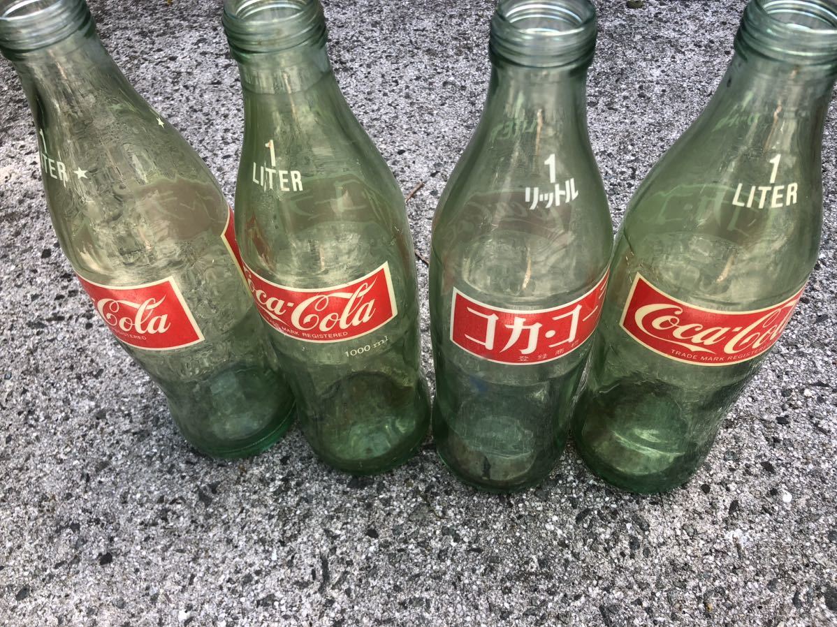昭和レトロ 当時物 コカコーラCoca-Cola 瓶ジュース 赤 白 ラベル 1L 1