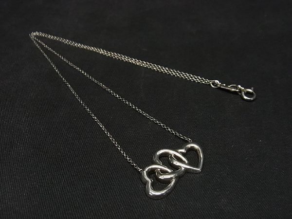 1円 ■美品■ TIFFANY&Co. ティファニー トリプルオープンハート SV925 ネックレス ペンダント アクセサリー シルバー系 AG3557uc