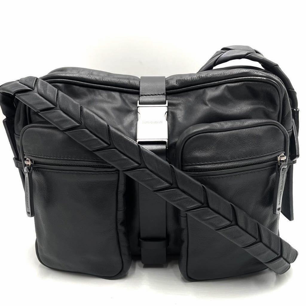 1円 極美品 定価30万 ジョルジオアルマーニ オールレザー ショルダー