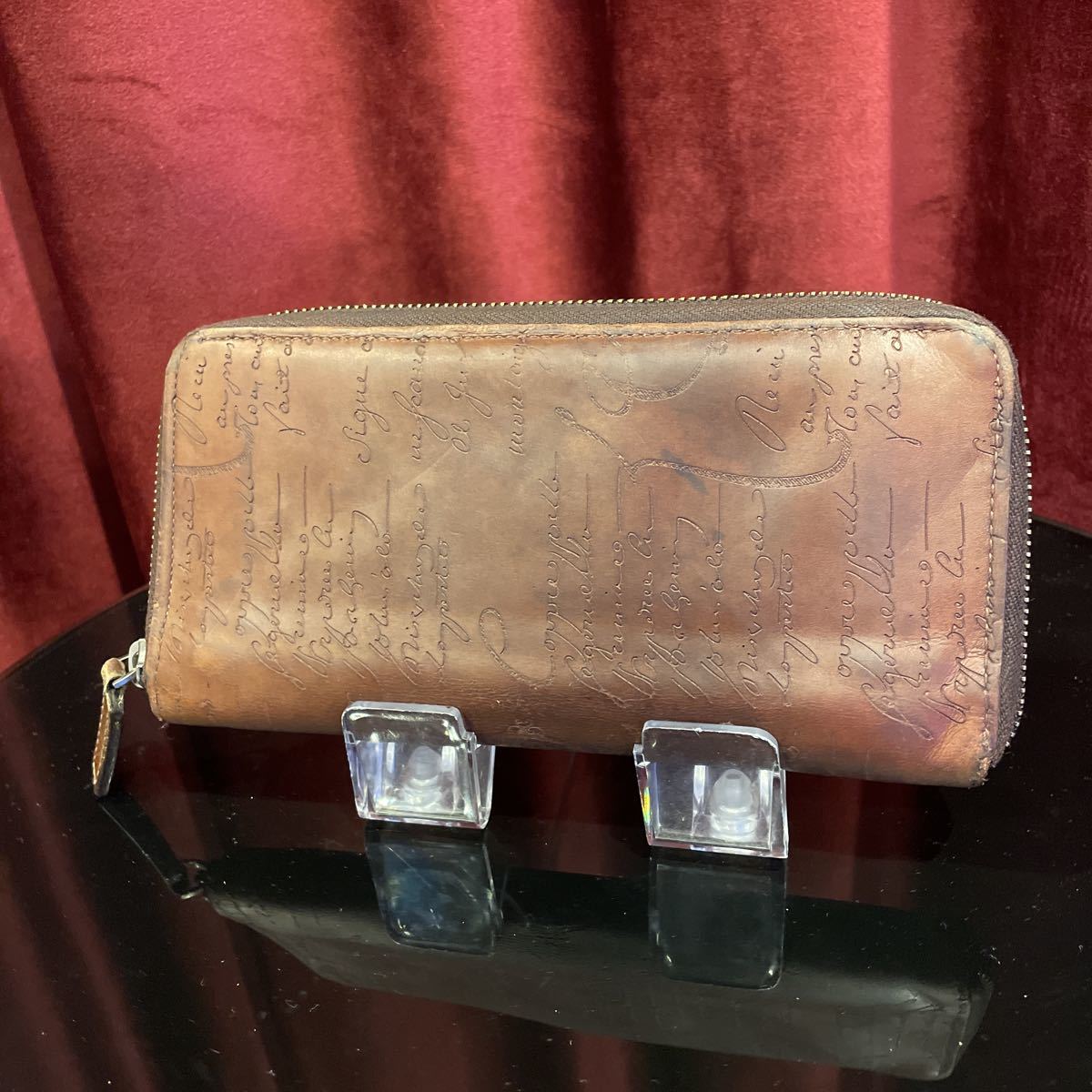 BERLUTI ベルルッティ　ラウンドファスナー　長財布　カリグラフィ　レザー　ブラウン　財布　ジッピーウォレット　ロングウォレット